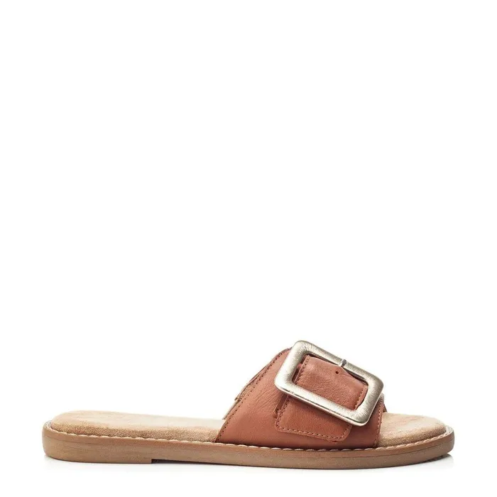 Women Moda In Pelle Slider Sandals Oliss Tan Leather