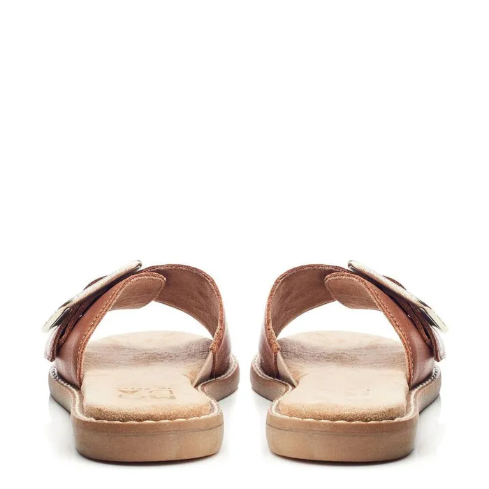 Women Moda In Pelle Slider Sandals Oliss Tan Leather