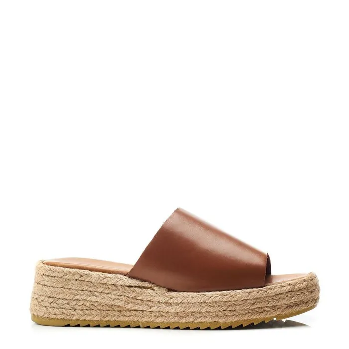 Women Moda In Pelle Slider Sandals Shoon Sh Astrid Tan Leather