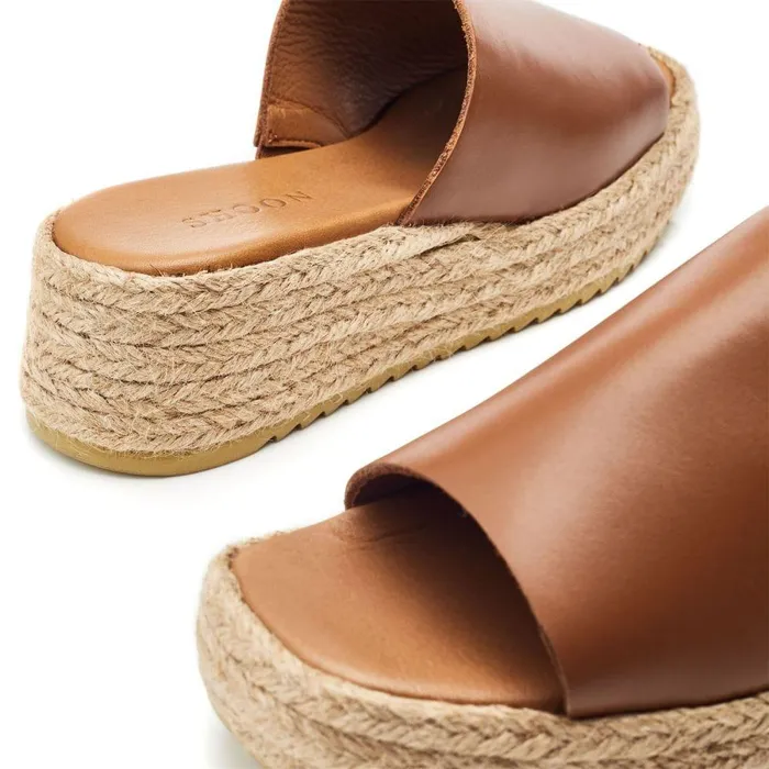 Women Moda In Pelle Slider Sandals Shoon Sh Astrid Tan Leather