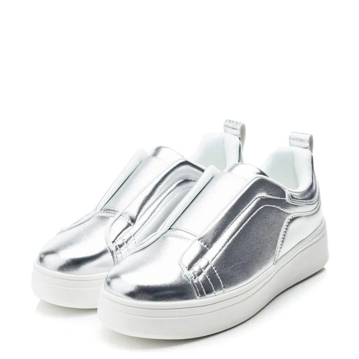 Women Moda In Pelle SlipOn Trainers Adaline Silver Porvair