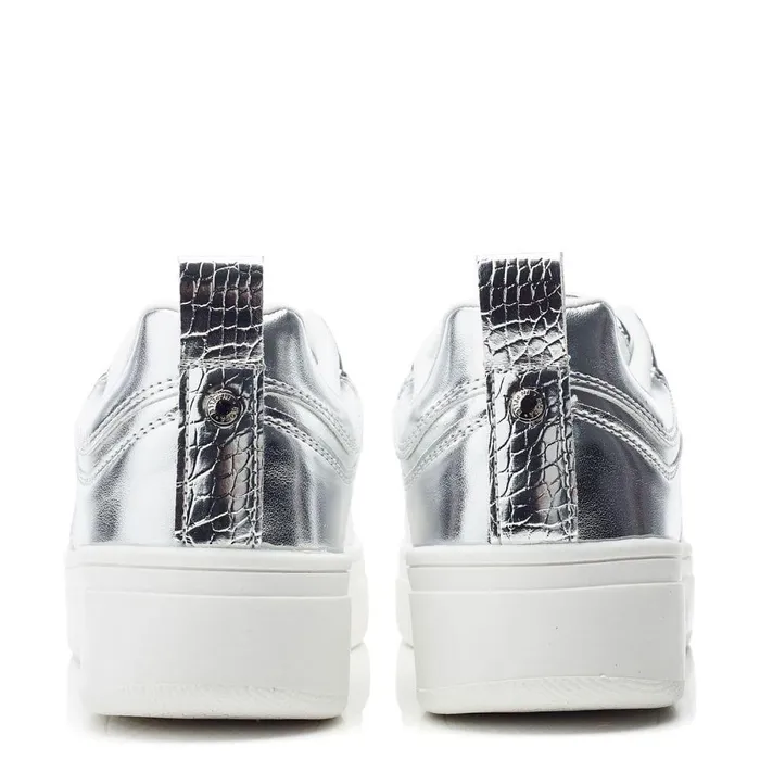 Women Moda In Pelle SlipOn Trainers Adaline Silver Porvair