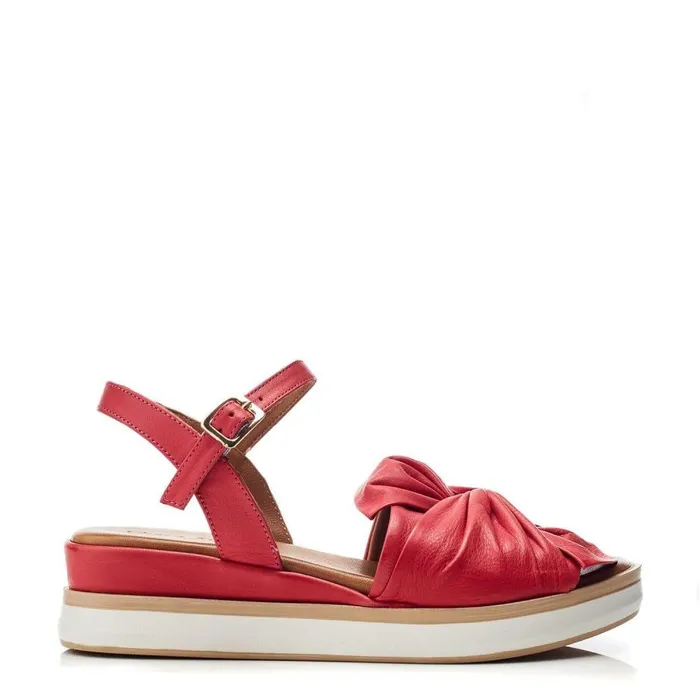 Women Moda In Pelle Wedge Sandals Bsoleful BUbud Red Leather