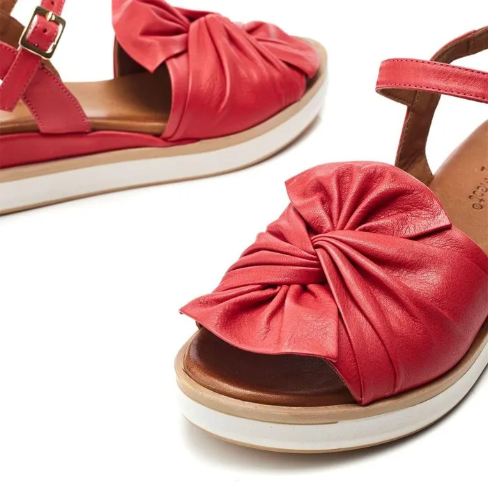 Women Moda In Pelle Wedge Sandals Bsoleful BUbud Red Leather