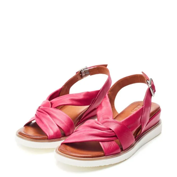 Women Moda In Pelle Wedge Sandals Fradel Raspberry Leather