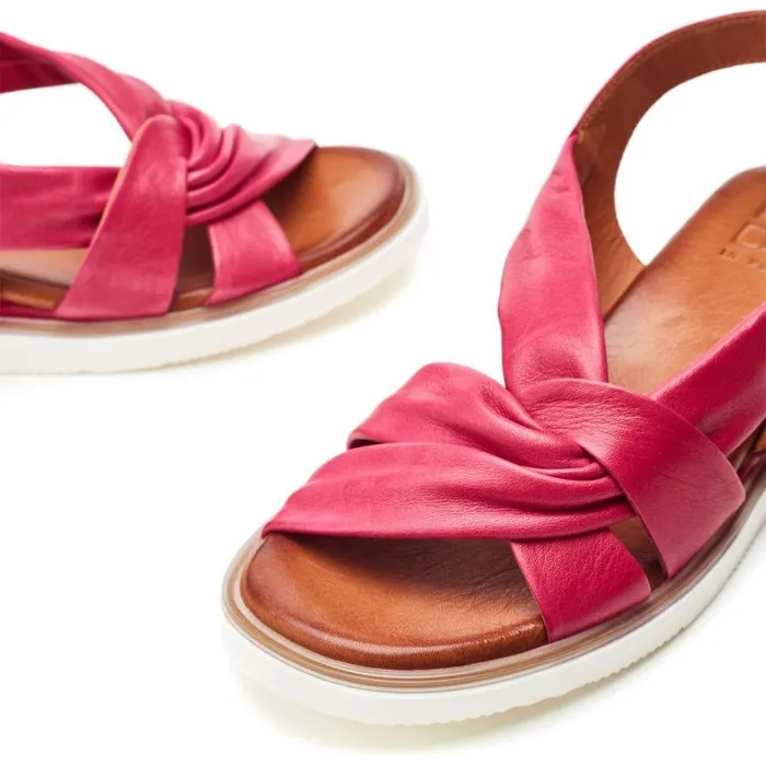 Women Moda In Pelle Wedge Sandals Fradel Raspberry Leather