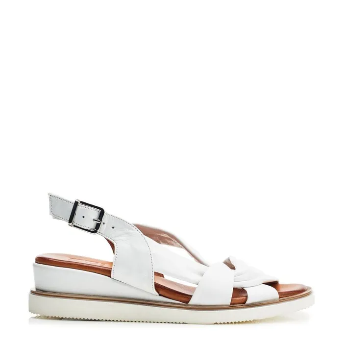 Women Moda In Pelle Wedge Sandals Fradel White Leather
