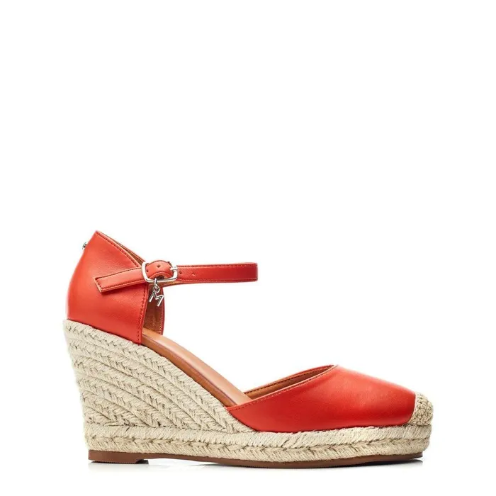 Women Moda In Pelle Wedge Sandals Gael Orange Synthetic