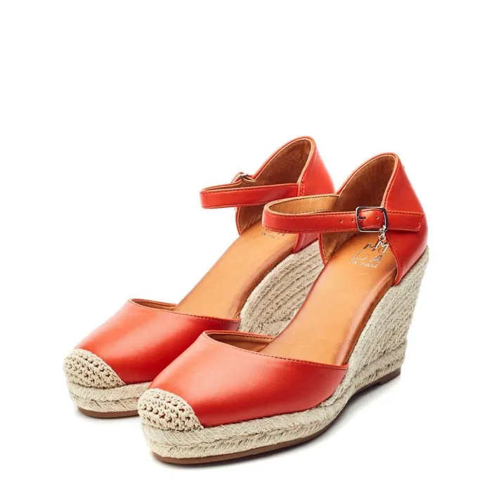 Women Moda In Pelle Wedge Sandals Gael Orange Synthetic