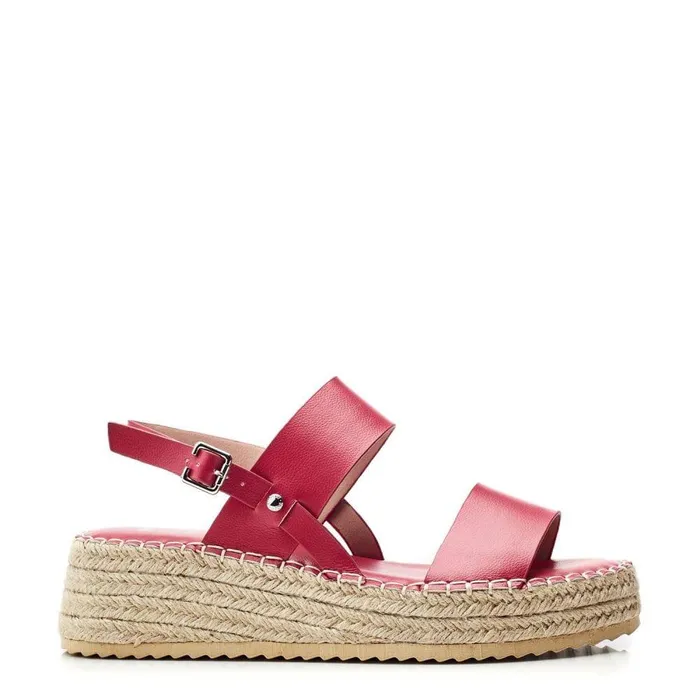 Women Moda In Pelle Wedge Sandals Nashay Raspberry Porvair