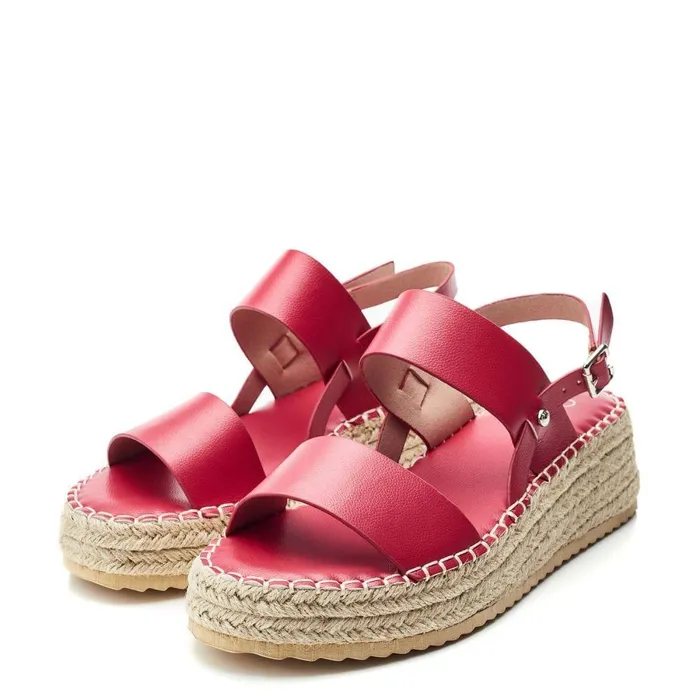 Women Moda In Pelle Wedge Sandals Nashay Raspberry Porvair