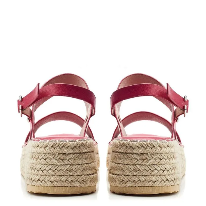 Women Moda In Pelle Wedge Sandals Nashay Raspberry Porvair
