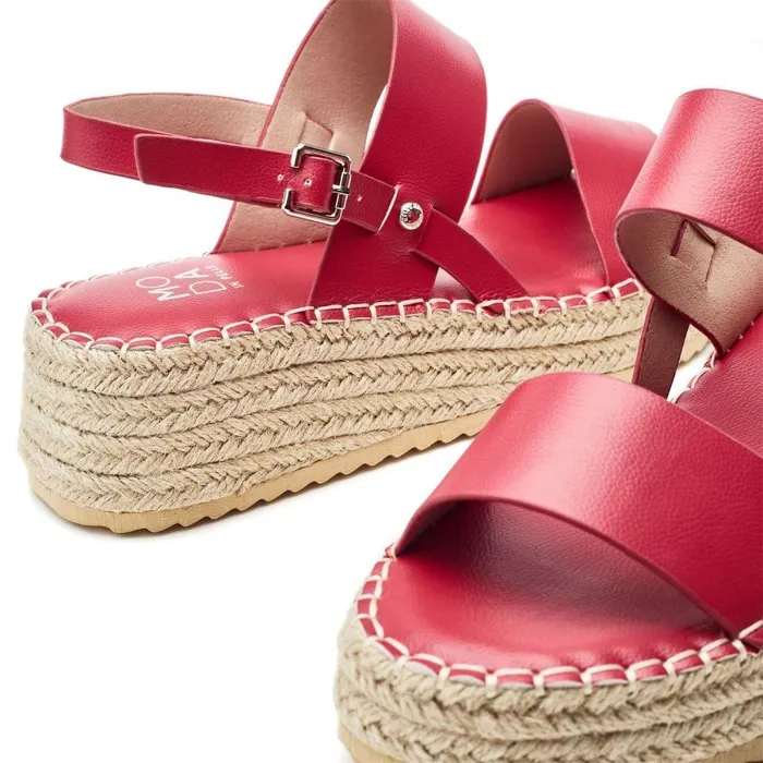 Women Moda In Pelle Wedge Sandals Nashay Raspberry Porvair