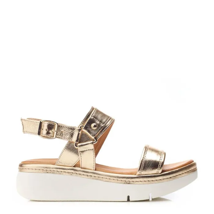Women Moda In Pelle Wedge Sandals Nelly Gold Leather