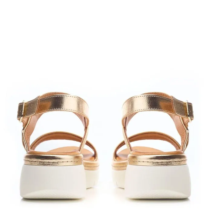 Women Moda In Pelle Wedge Sandals Nelly Gold Leather