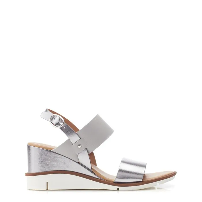 Women Moda In Pelle Wedge Sandals Nevvara Pewter Leather