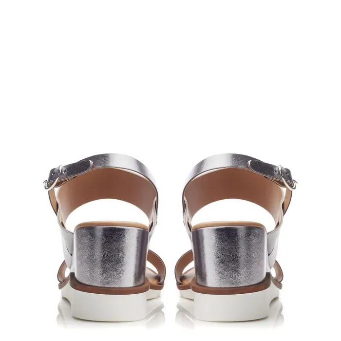 Women Moda In Pelle Wedge Sandals Nevvara Pewter Leather