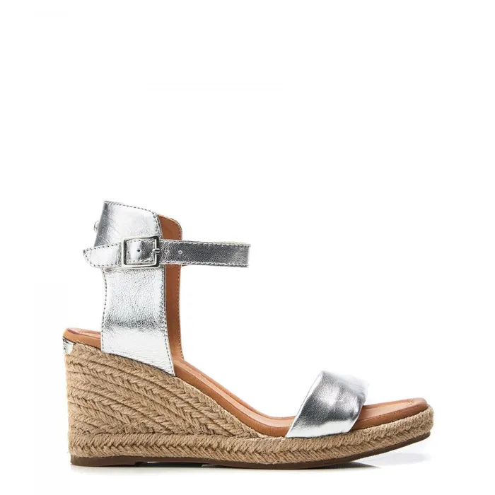 Women Moda In Pelle Wedge Sandals Phyllis Silver Leather