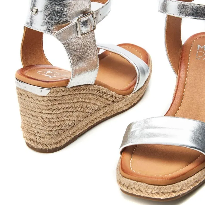 Women Moda In Pelle Wedge Sandals Phyllis Silver Leather