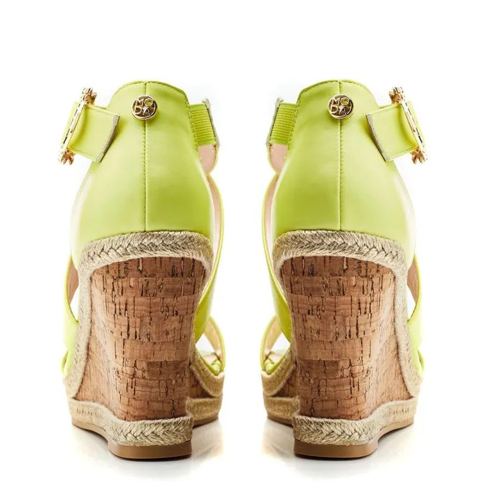 Women Moda In Pelle Wedge Sandals Pursuit Lime Green Porvair