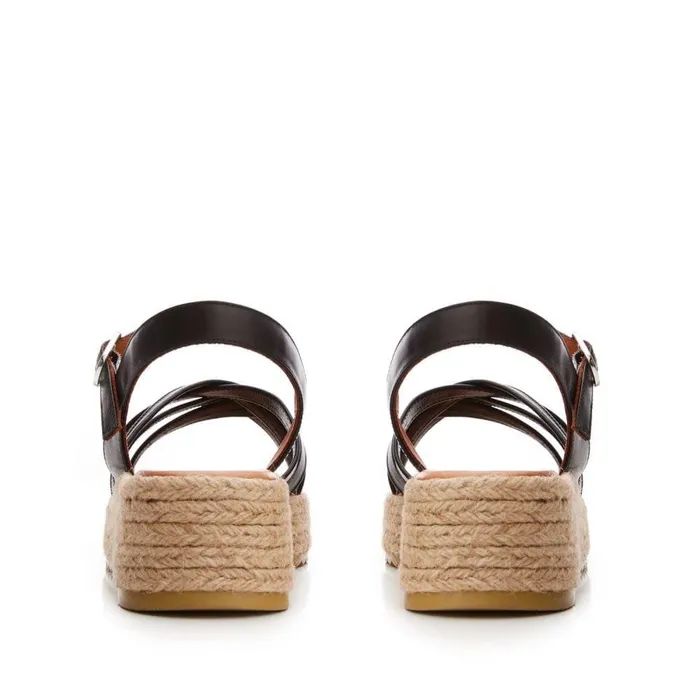 Women Moda In Pelle Wedge Sandals Sh Abrielle Black Leather Women Moda In Pelle Wedge Sandals Sh Abrielle Black Leather