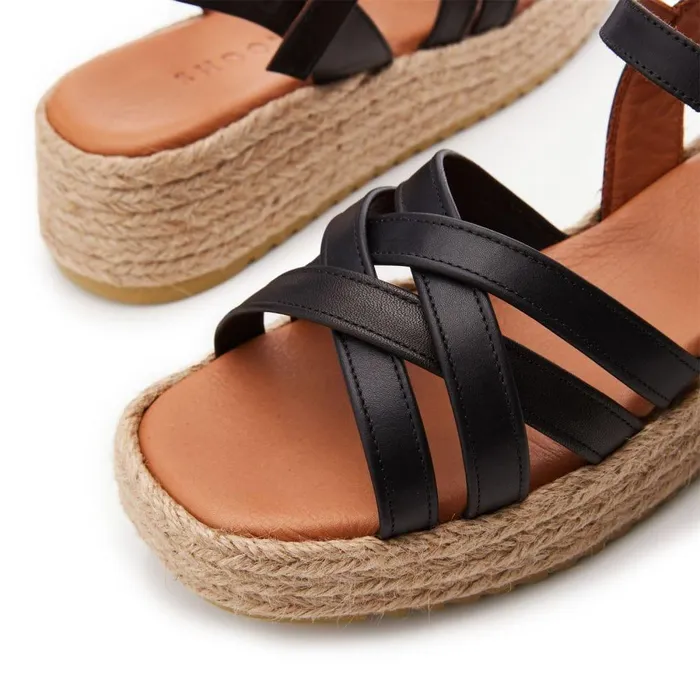 Women Moda In Pelle Wedge Sandals Sh Abrielle Black Leather Women Moda In Pelle Wedge Sandals Sh Abrielle Black Leather