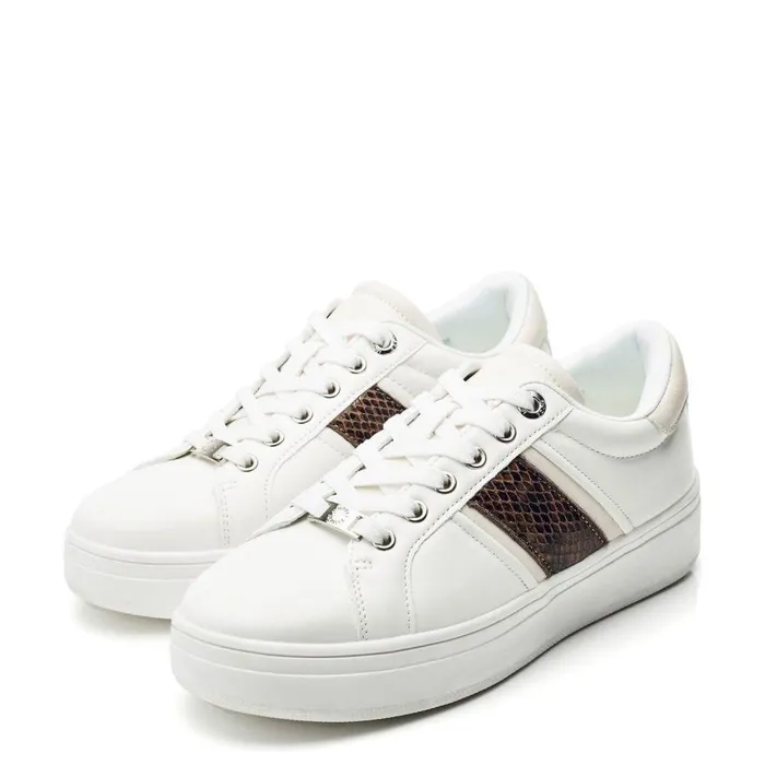 Women Moda In Pelle Wedge Trainers Alexxis White 8211 Snake Porvair