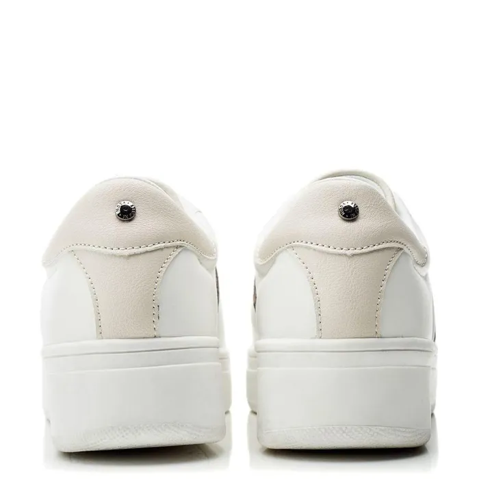 Women Moda In Pelle Wedge Trainers Alexxis White 8211 Snake Porvair