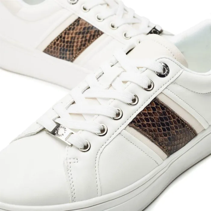 Women Moda In Pelle Wedge Trainers Alexxis White 8211 Snake Porvair