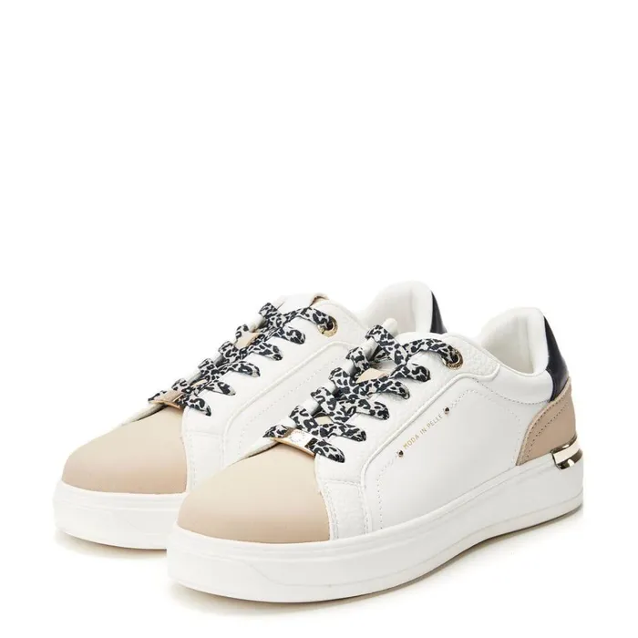 Women Moda In Pelle White Trainers Berneen White Leopard Porvair