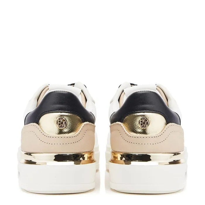 Women Moda In Pelle White Trainers Berneen White Leopard Porvair