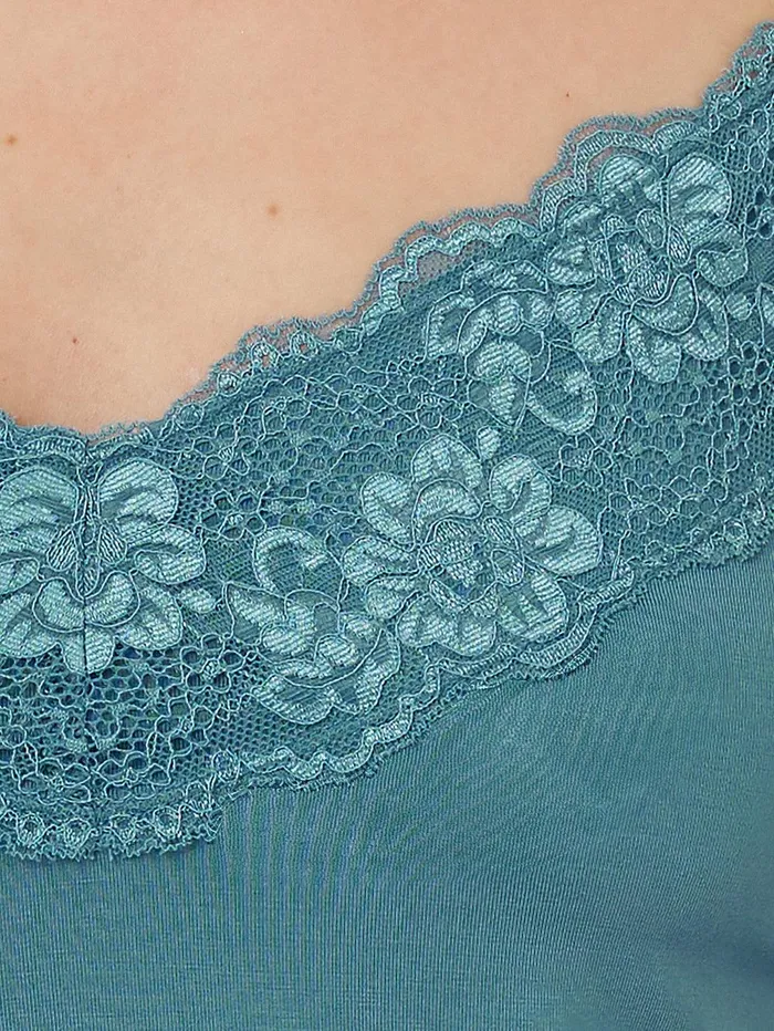 Women Modal Lace Vest Deep Water Jigsaw Pyjamas and Loungewear