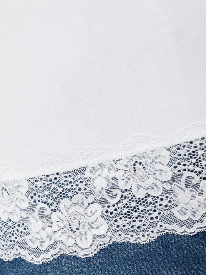 Women Modal Lace Vest White Jigsaw Pyjamas and Loungewear