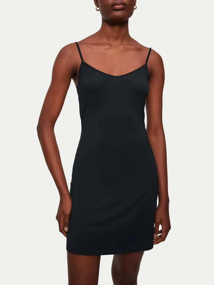 Women Modal Slip Dress Black Jigsaw Dresses and Jumpsuits