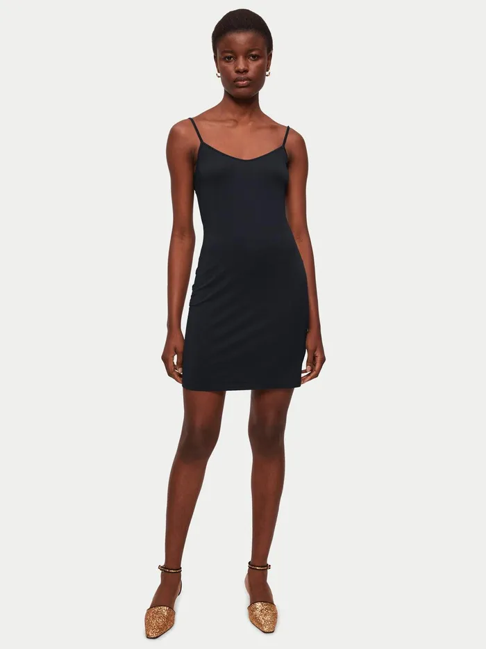 Women Modal Slip Dress Black Jigsaw Dresses and Jumpsuits