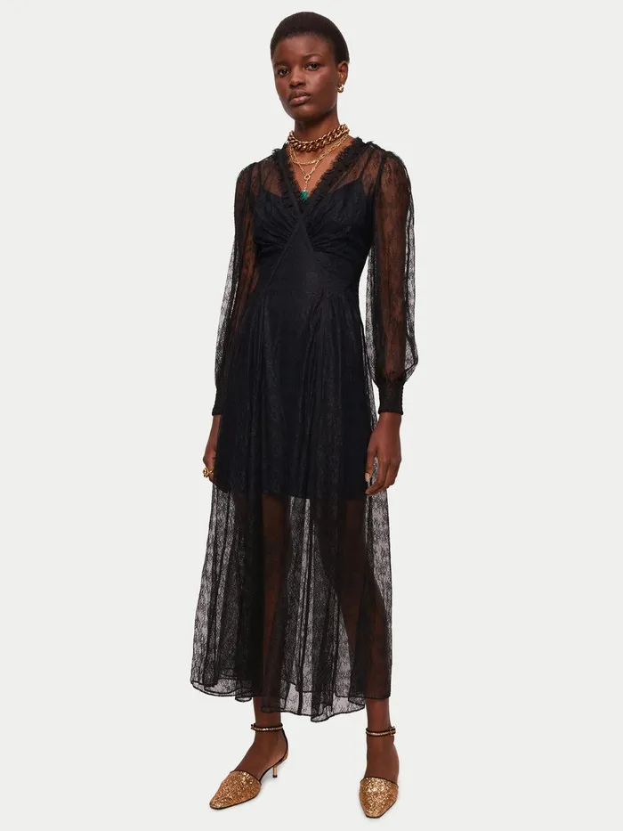 Women Modal Slip Dress Black Jigsaw Dresses and Jumpsuits