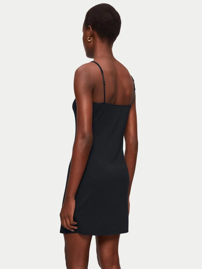 Women Modal Slip Dress Black Jigsaw Dresses and Jumpsuits