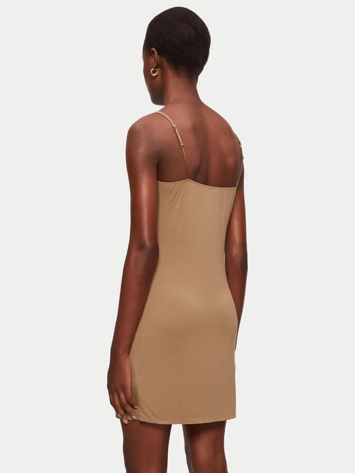 Women Modal Slip Dress Coffee Jigsaw Dresses and Jumpsuits