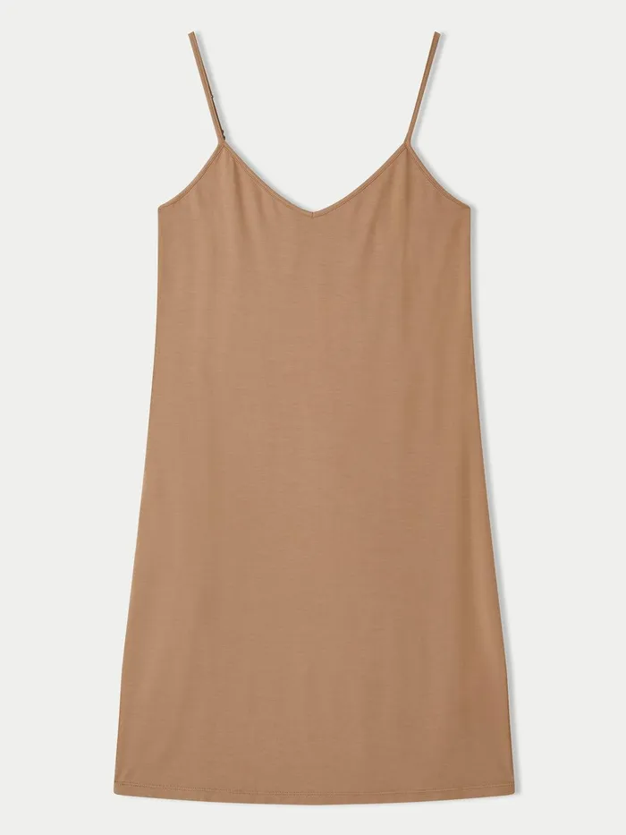 Women Modal Slip Dress Coffee Jigsaw Dresses and Jumpsuits