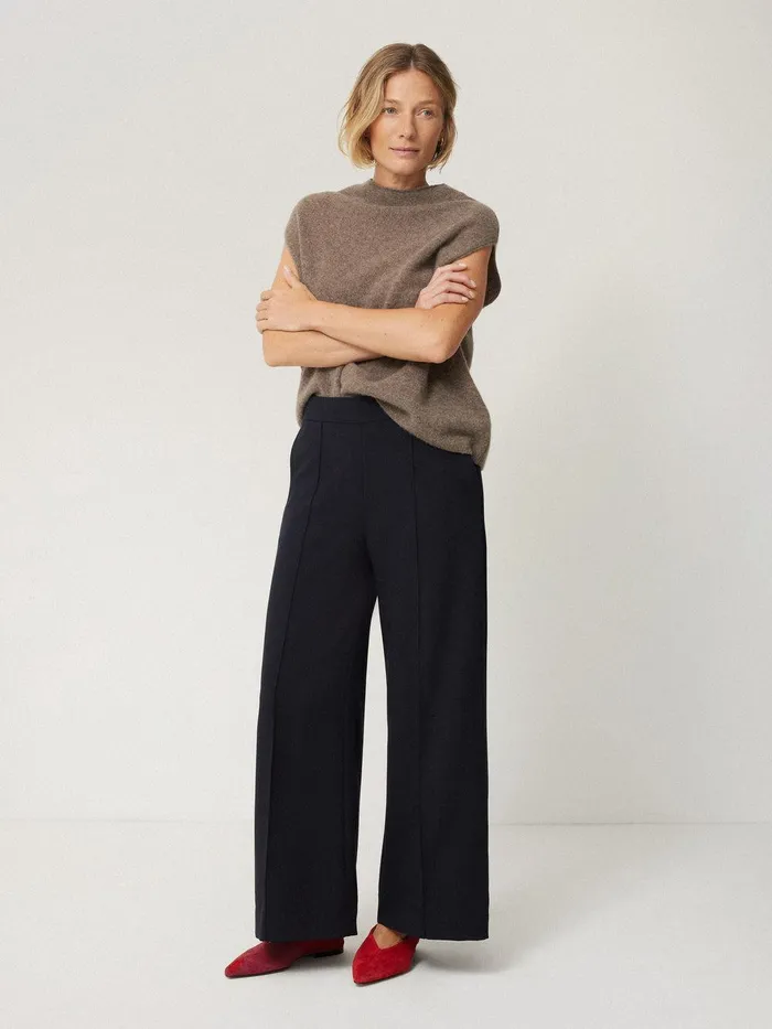 Women Modern Crepe Sailor Trouser Navy Jigsaw Suits and Tailoring