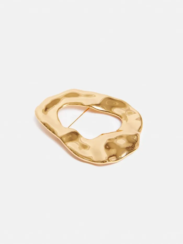 Women Molten Loop Brooch Gold Jigsaw Party