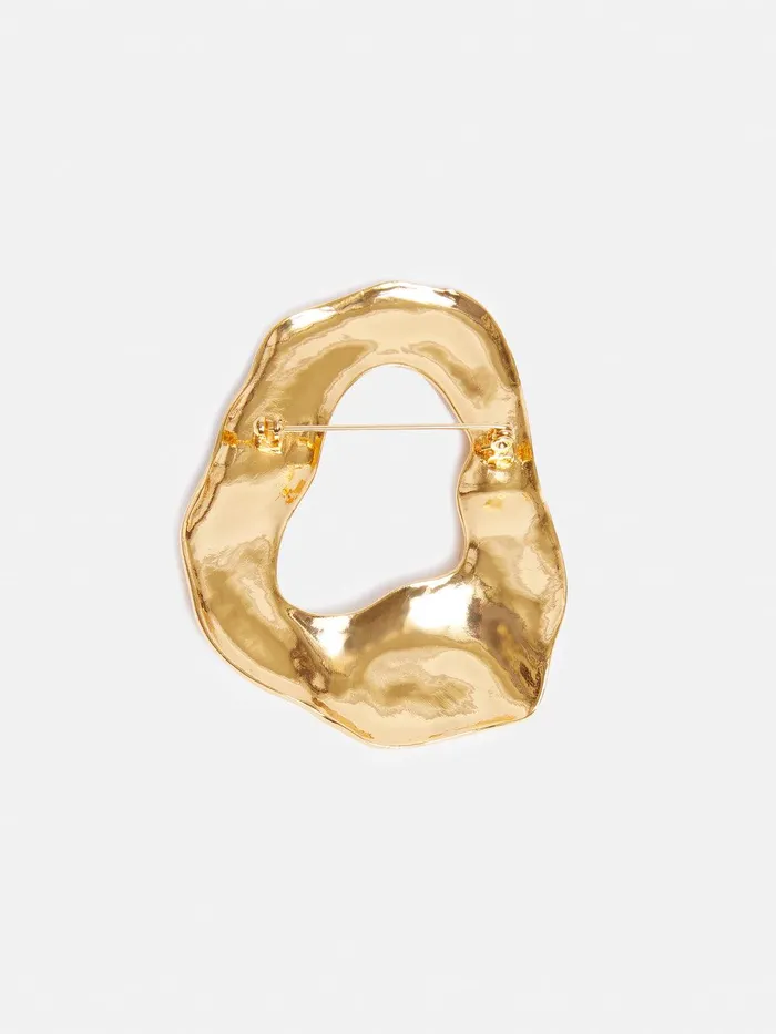 Women Molten Loop Brooch Gold Jigsaw Party