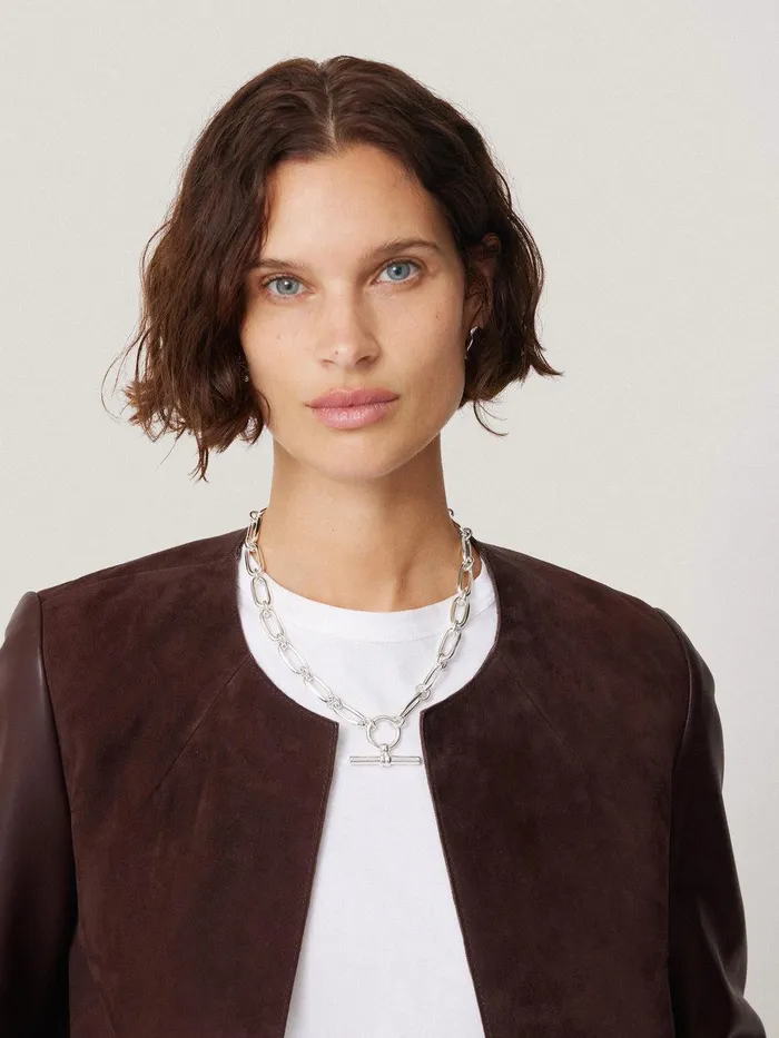 Women Nakoa Leather Mix Jacket Oxblood Jigsaw Leather