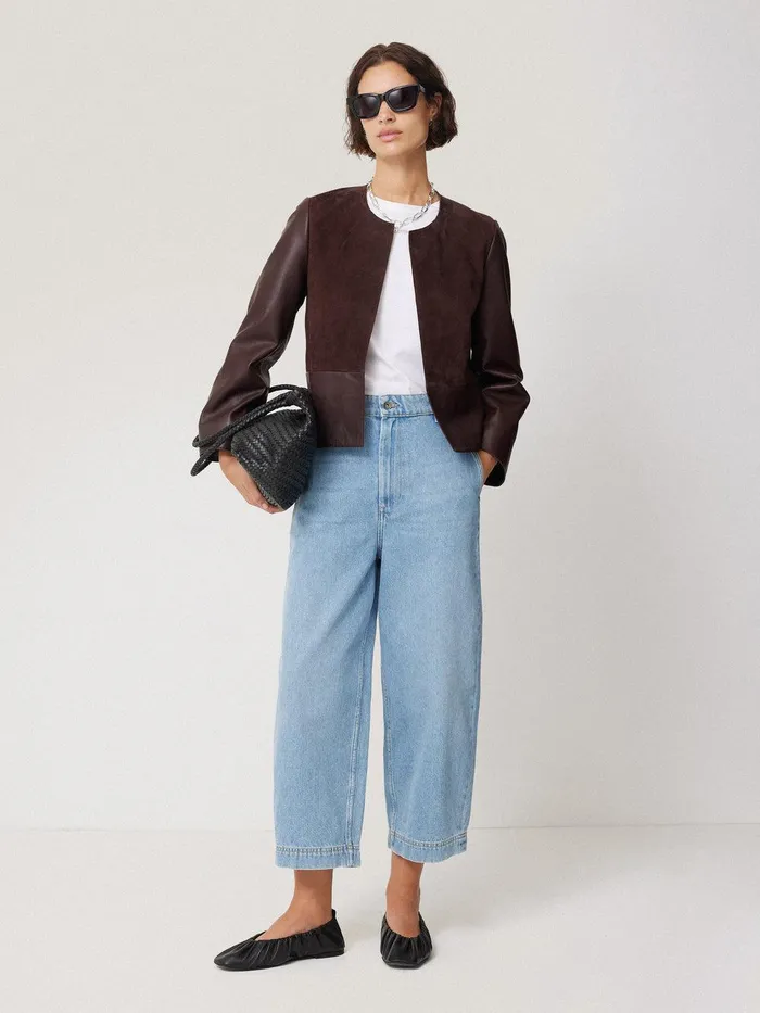 Women Nakoa Leather Mix Jacket Oxblood Jigsaw Leather