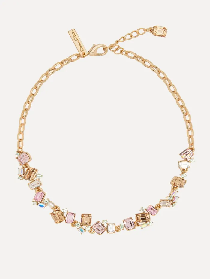 Women Necklaces Oscar De La Renta Scramble Crystal Necklace Rose Gold Multi