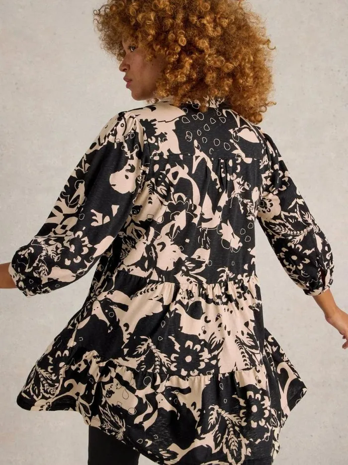 Women NELA PRINTED SHIRT TUNIC Black Print White Stuff Shirts and Blouses Women NELA PRINTED SHIRT TUNIC Black Print White Stuff Shirts and Blouses