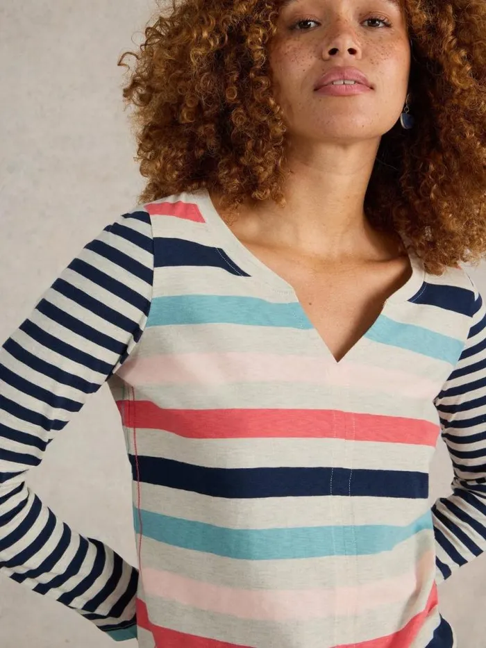 Women NELLY STRIPE LS TEE Natural Multi White Stuff Tops and Tees