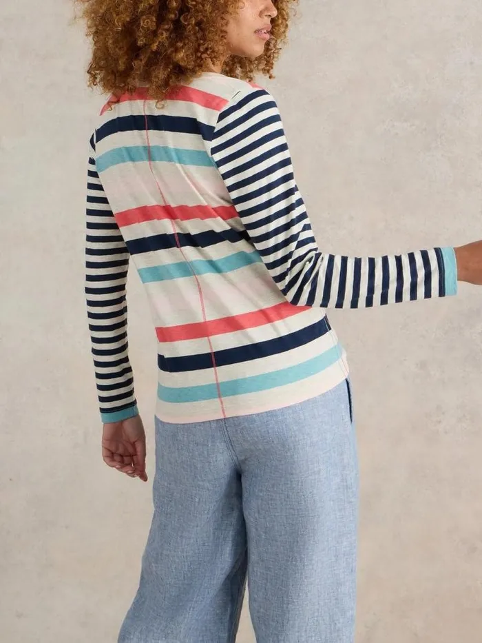 Women NELLY STRIPE LS TEE Natural Multi White Stuff Tops and Tees