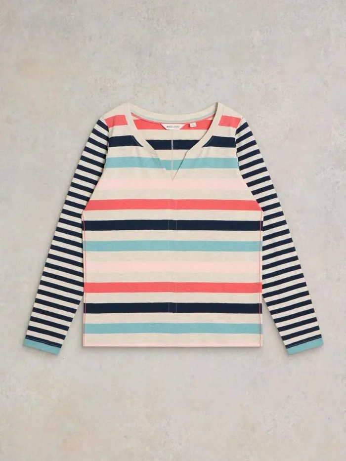 Women NELLY STRIPE LS TEE Natural Multi White Stuff Tops and Tees