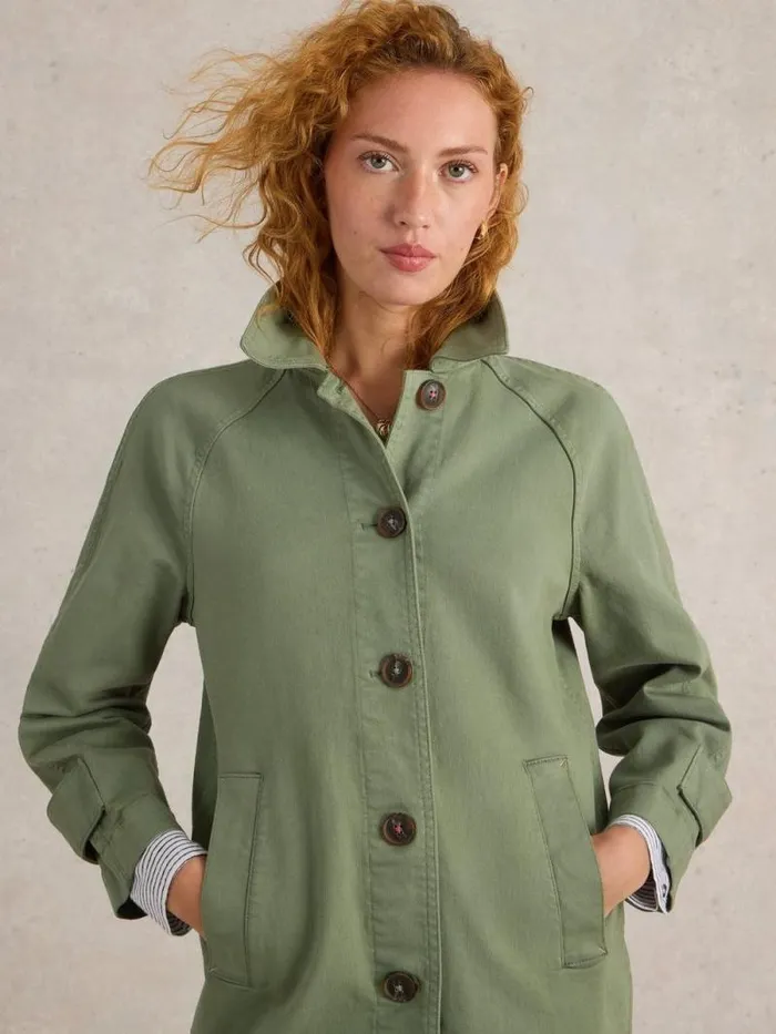 Women Oakleigh Denim Collared Coat Mid Green White Stuff Coats and Jackets Women Oakleigh Denim Collared Coat Mid Green White Stuff Coats and Jackets